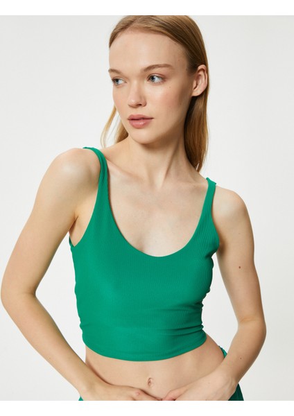 Sporcu Sütyeni V Yaka Kaplı Slim Fit
