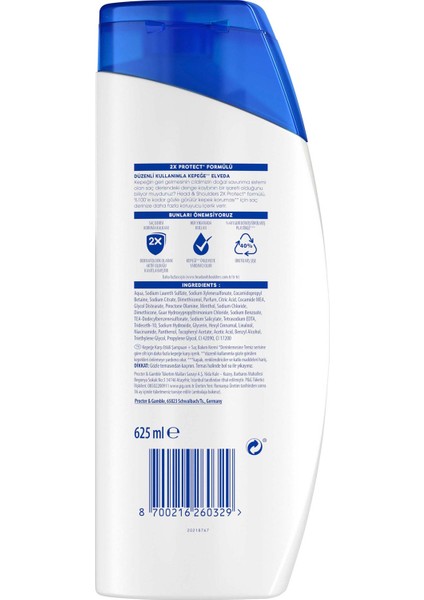 Head & Shoulders Mentol Ferahlığı 2si1 Arada Kepeğe Karşı Etkili Şampuan 625 ML