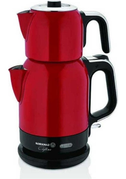 Çaytema Kırmızı/Krom Elektrikli Çaydanlık