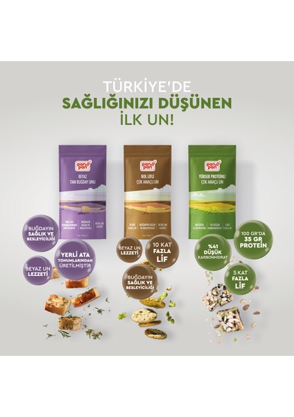 Beyaz Tam Buğday +Bol Lifli +Yüksek Proteinli Çok Amaçlı Un