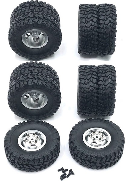 B16 B36 Q60 Q63 Q64 6WD 6x6 Rc Kamyon Için Kauçuk Lastik Lastikli Çift Tekerlekli Metal Jant, Gümüş (Yurt Dışından)