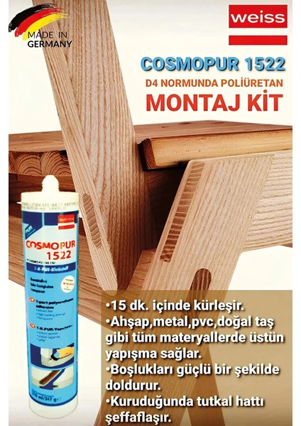 Cosmopur 1522 310 ml D4 Silikon Tutkal 347 gr 20 Adet