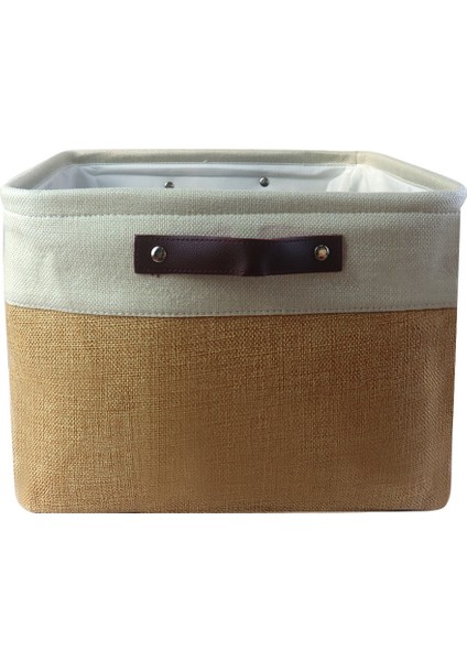 Katlanabilir Kumaş Saklama Kutusu Seti Pamuk Keten Saklama Sepeti Dolap Organizatör Kutusu Kolları ile (Yurt Dışından)