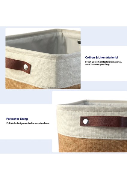 Katlanabilir Kumaş Saklama Kutusu Seti Pamuk Keten Saklama Sepeti Dolap Organizatör Kutusu Kolları ile (Yurt Dışından) indirimleri