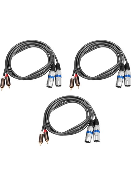 3x 1.5m Çift Rca Erkek - Xlr Erkek Kablo 2 Xlr - 2 Rca Fiş Adaptörü (Yurt Dışından)