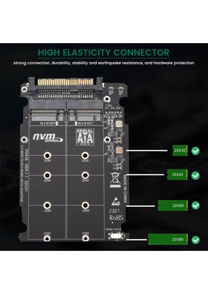M.2 Ssd'den U.2 Adaptörüne 2'si 1 Arada M.2 Nvme ve Sata-Bus Ngff Ssd'den Pcı-E U.2 SFF-8639 Adaptörüne Pcıe M2 Dönüştürücü, Kabuklu (Yurt Dışından)