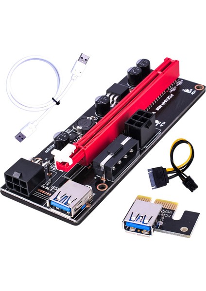 Pci-E Yükseltici Kart Ekspres Kablosu 1x - 16X Grafik Uzatma Kablosu 60CM USB 3.0 Uzatma Kablosu (Beyaz Çizgi) (Yurt Dışından)