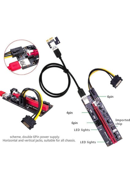 Pci-E Yükseltici Kart Ekspres Kablosu 1x - 16X Grafik Uzatma Kablosu 60CM USB 3.0 Uzatma Kablosu (Beyaz Çizgi) (Yurt Dışından)