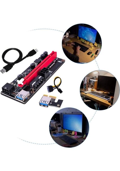 Pci-E Yükseltici Kart Ekspres Kablosu 1x - 16X Grafik Uzatma Kablosu 60CM USB 3.0 Uzatma Kablosu (Beyaz Çizgi) (Yurt Dışından)