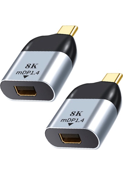 2x Type-C - Mini Dp Adaptörü USB C - Mini Ekran Bağlantı Noktası Dönüştürücü 3 8k 4K 60Hz Mdp Pro 2020 Için (Yurt Dışından)