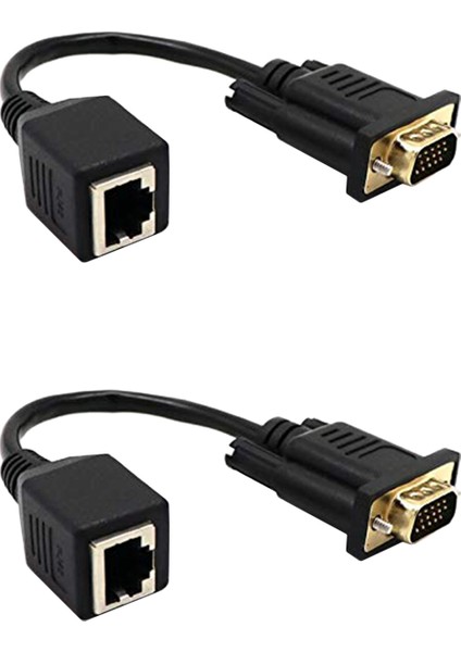 2x VGA - RJ45 Adaptör Ağ Kablosu - VGA Ağ Kablosu Konektörü Monitör - Ağ Kablosu Konektörü VGA Genişletici (Yurt Dışından)