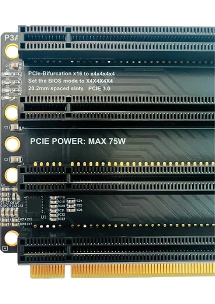 Pcıe-Bifurcation X16 - X4X4X4X4 Genişletme Kartı Pcı-E Gen3 3.0 X16 1 - 4 Bağlantı Noktalı Bölünmüş Adaptör Kartı Sata Güç Bağlantı Noktası Pc (Yurt Dışından)