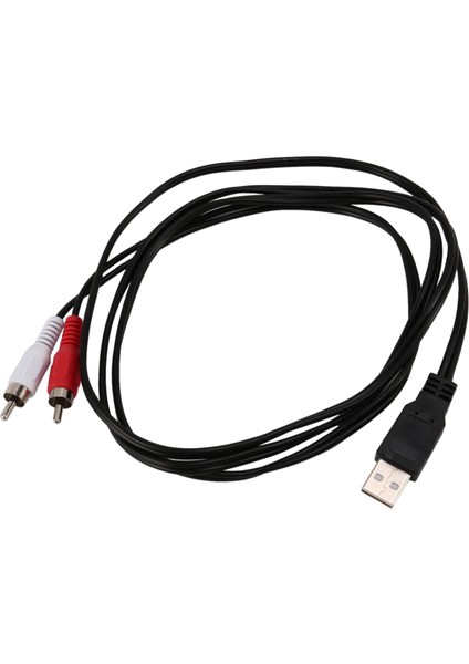 1.5m USB A Erkek 2x Rca Fono Erkek Av Kablo Kurşun Pc Tv Aux Ses Video Adaptörü (Yurt Dışından)