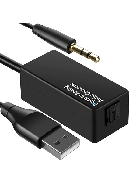 192KHZ Dijital Analog Ses Dönüştürücü, Dac Dijital Optik Toslink Analog 3.5mm Jack Ses Kablosu Adaptörü (Yurt Dışından)
