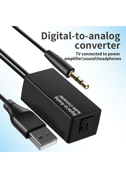 192KHZ Dijital Analog Ses Dönüştürücü, Dac Dijital Optik Toslink Analog 3.5mm Jack Ses Kablosu Adaptörü (Yurt Dışından)