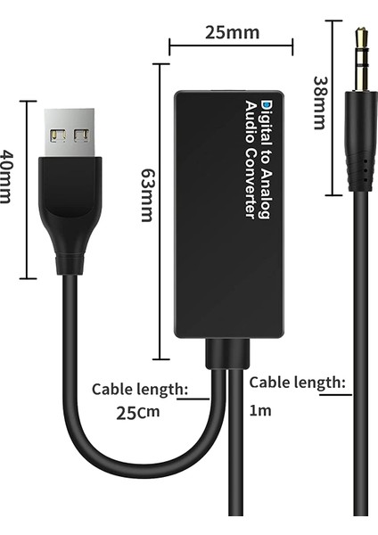 192KHZ Dijital Analog Ses Dönüştürücü, Dac Dijital Optik Toslink Analog 3.5mm Jack Ses Kablosu Adaptörü (Yurt Dışından)