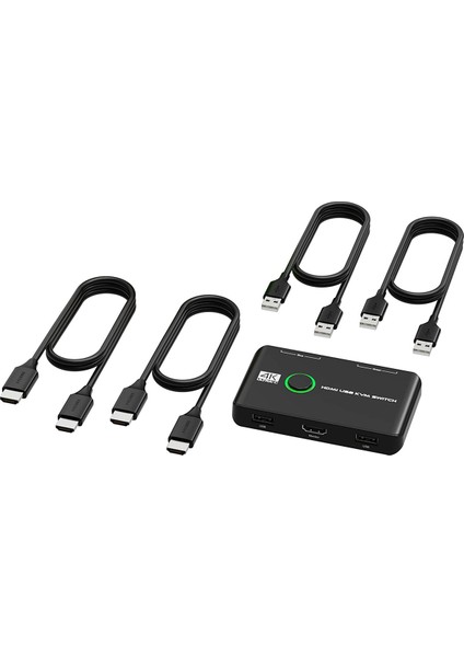 4K Kvm Switch USB - 2 Bilgisayar Için Uyumlu Anahtarlar Paylaşımlı Klavye Fare Yazıcı ve Monitör, 4K@60Hz Desteği (Yurt Dışından)