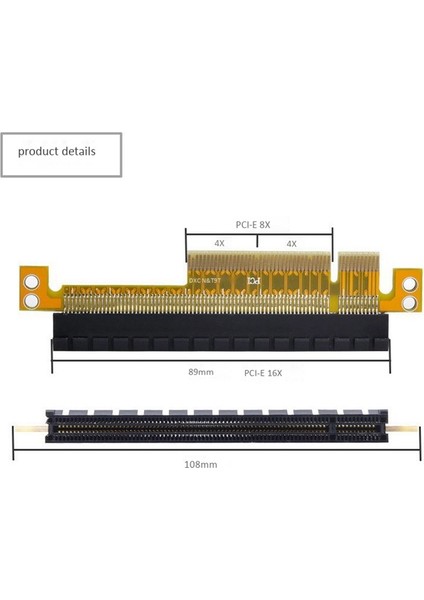 Pcı-E Express 8x - 16X Genişletici Dönüştürücü Yükseltici Kart Adaptörü Erkek - Dişi Uzatma (Yurt Dışından)