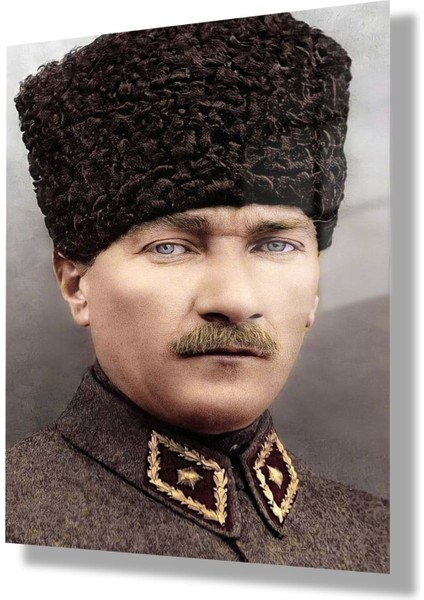 Temperli Gerçek Cam Tablo Portre Kalpaklı Atatürk Fotoğrafı modelleri