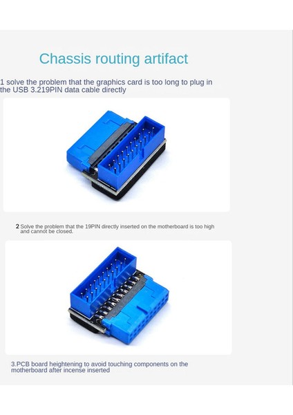 USB Başlık Adaptörü Usb3.2 Gen1 19PIN/20PIN Soket 90 Derece Direksiyon Dirsek Dönüştürücü Dıy Masaüstü Anakart B (Yurt Dışından)