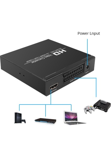 Full Hd 1080P Dijital Video Dönüştürücü Yüksek Çözünürlüklü Video Adaptörü Scart - Hdtv-Abd Tak Için Uyumlu Adaptör (Yurt Dışından)