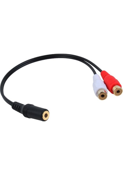 Altın Kaplama 3.5mm Jack Dişi 2 Dişi Jaklar Stereo Adaptör Ses Ayırıcı Rca (15CM) Siyah (Yurt Dışından)