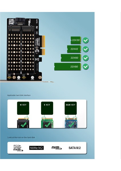 M.2 Nvme Ngff SSD Pcıe Sata Adaptörü Pcıe M2/m.2 Adaptörü Sata M.2 SSD Pcıe Adaptörü M Anahtar B Anahtar B + M Anahtar (Yurt Dışından)