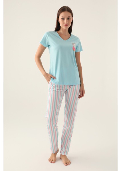 2888 Sweet Kadın Kısa Kol Pijama Takımı