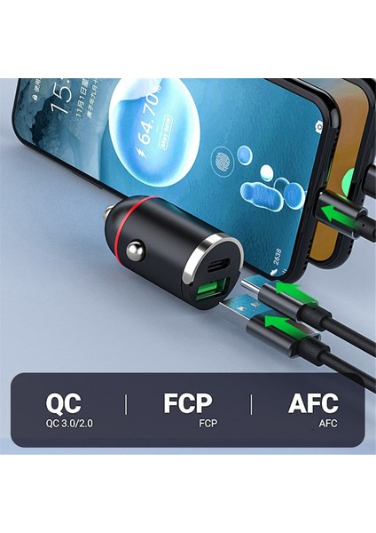 Hızlı Şarj Telefon Şarj Adaptörü Şarj Soketi Çakmak 12-24V (Yurt Dışından)