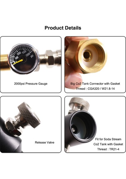 Co2 Silindir Tankı Doldurma Adaptörü Için Yeni, W21.8-14 (Yurt Dışından) indirimleri