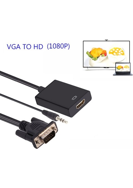 Ses Kablosu + Güç Kablosu ile Vga'dan Uyumlu Dönüştürücüye (Yurt Dışından)