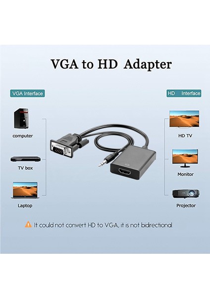 Ses Kablosu + Güç Kablosu ile Vga'dan Uyumlu Dönüştürücüye (Yurt Dışından)