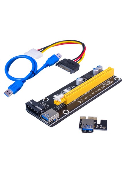 Adet VER006 Pcı-E Adaptör Kartı PCIE1X - 16X 4pın Görüntü Adaptör Panosu USB 3.0 Uzatma Kablosu Btc Madencilik Için (Yurt Dışından)