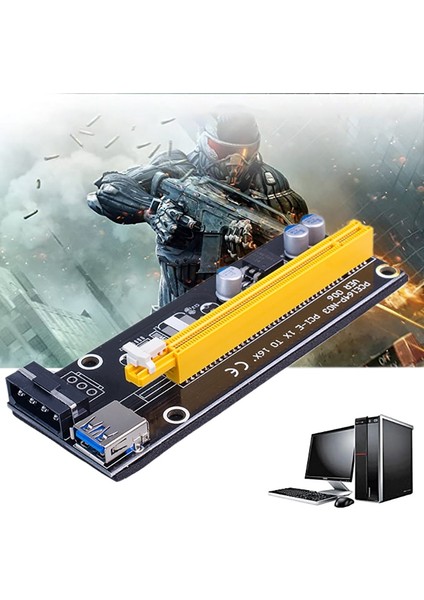 Adet VER006 Pcı-E Adaptör Kartı PCIE1X - 16X 4pın Görüntü Adaptör Panosu USB 3.0 Uzatma Kablosu Btc Madencilik Için (Yurt Dışından) fırsatları
