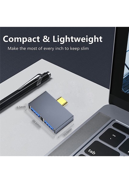 C Tipi Adaptör 2'si 1 Arada Hub Adaptörü Usb3.0 5gbps Hub (Yurt Dışından)
