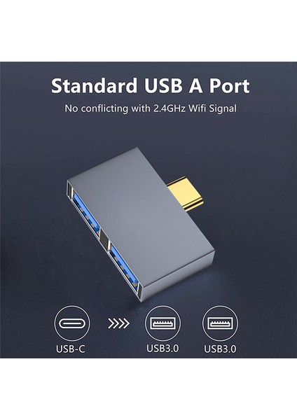C Tipi Adaptör 2'si 1 Arada Hub Adaptörü Usb3.0 5gbps Hub (Yurt Dışından)