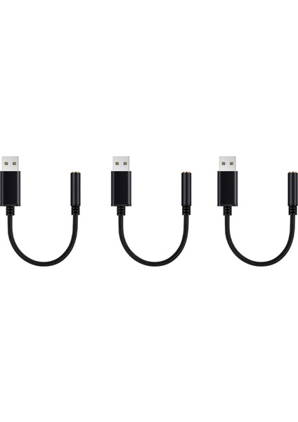 3x USB - 3,5 mm Jak Ses Adaptörü, Pc Için, (0,6 Feet, Siyah) (Yurt Dışından)