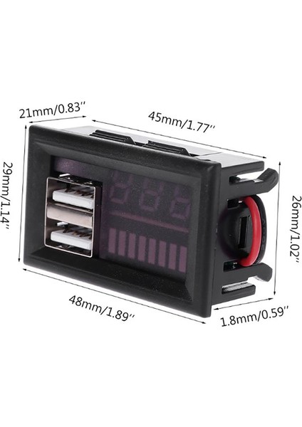 Araba USB 5V 2A Çıkışı Için 12V Dijital Voltmetre Gerilim Akü Paneli (Yurt Dışından)