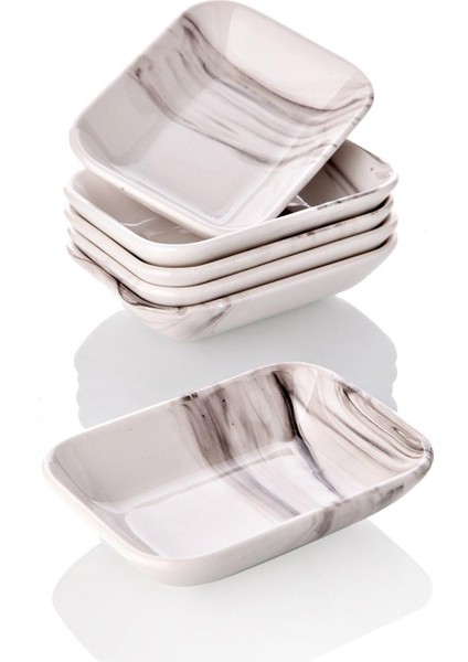 Mermer Desenli 6 Lı Dikdörtgen Mini Çerezlik 11x8 cm