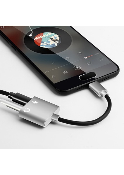 2'si 1 Arada Type-C - 3,5 mm Kulaklık Jakı Adaptörü/konektörü Şarj Cihazı Gümüş (Yurt Dışından)