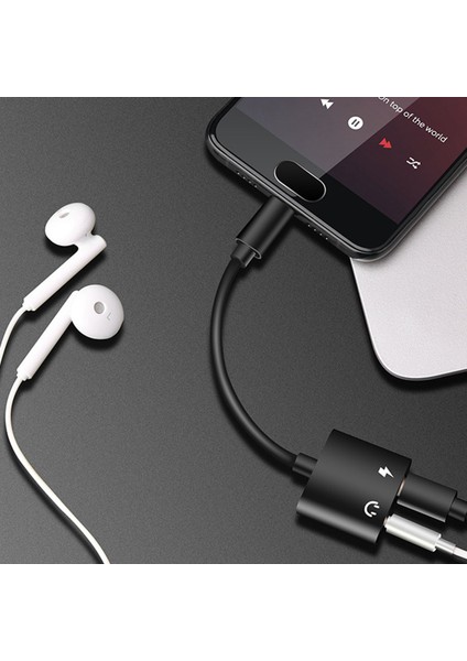 2'si 1 Arada Type-C - 3,5 mm Kulaklık Jakı Adaptörü/konektörü Şarj Cihazı Gümüş (Yurt Dışından)