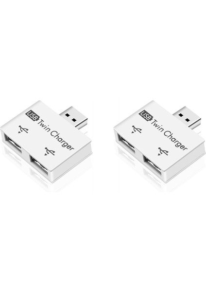 Taşınabilir Mini USB Hub'dan 2 Bağlantı Noktalı Şarj Aleti Hub Adaptörüne Beyaz (Yurt Dışından)