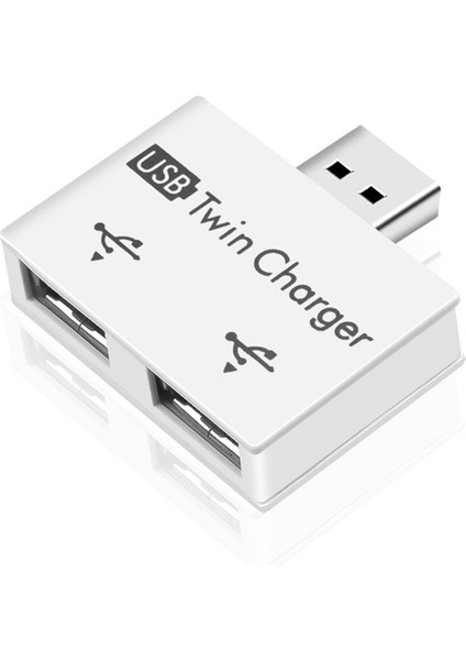 Taşınabilir Mini USB Hub'dan 2 Bağlantı Noktalı Şarj Aleti Hub Adaptörüne Beyaz (Yurt Dışından)