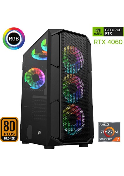 XSR483 Ryzen 7 5700X 16GB Ram 1tb M.2 Nvme SSD 8gb RTX4060 Ekran Kartı Oyun Bilgisayarı