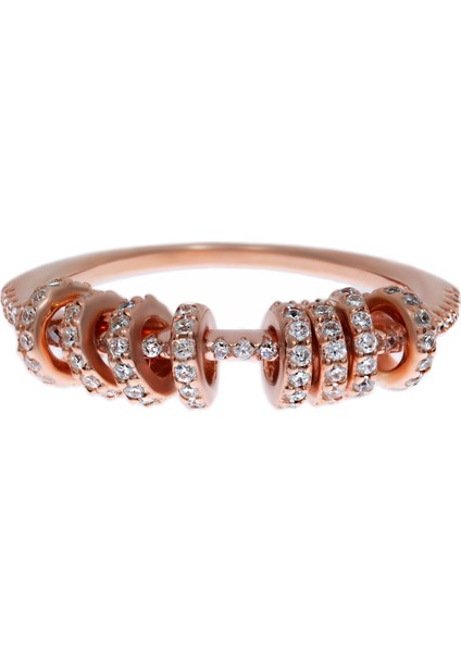 Kadın Halka Detay Rose Gold Renk Gümüş Yüzük