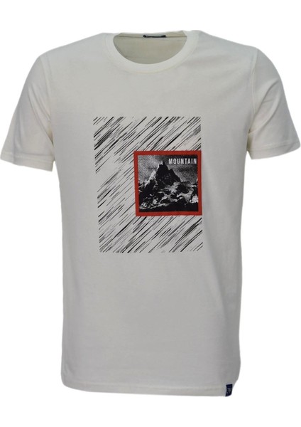 Erkek Sıfır Yaka Pano Baskılı T-Shirt BGL-ST03832