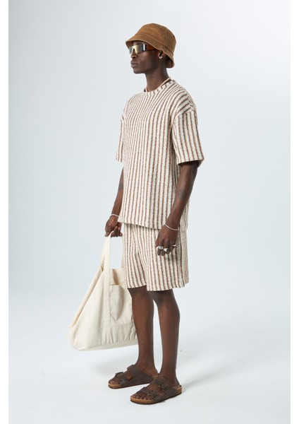 %100 Pamuk Oversıze Şort T-Shırt Takım Kahve fiyatları