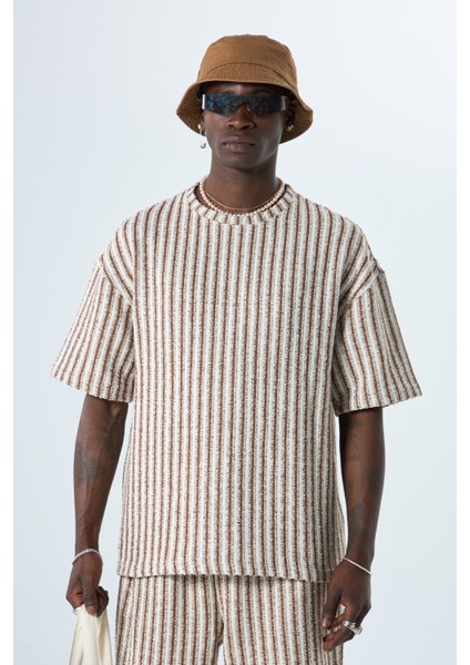 %100 Pamuk Oversıze Şort T-Shırt Takım Kahve modelleri