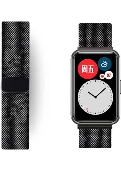 Huawei Watch Fit Uyumlu Krd-01 Metal Kordon Zore - Gümüş modelleri