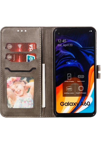 Cüzdan Kılıf Samsung Galaxy A60/M40 Kabartmalı Tüm Yuvarlak Koruma Kartı (Yurt Dışından)